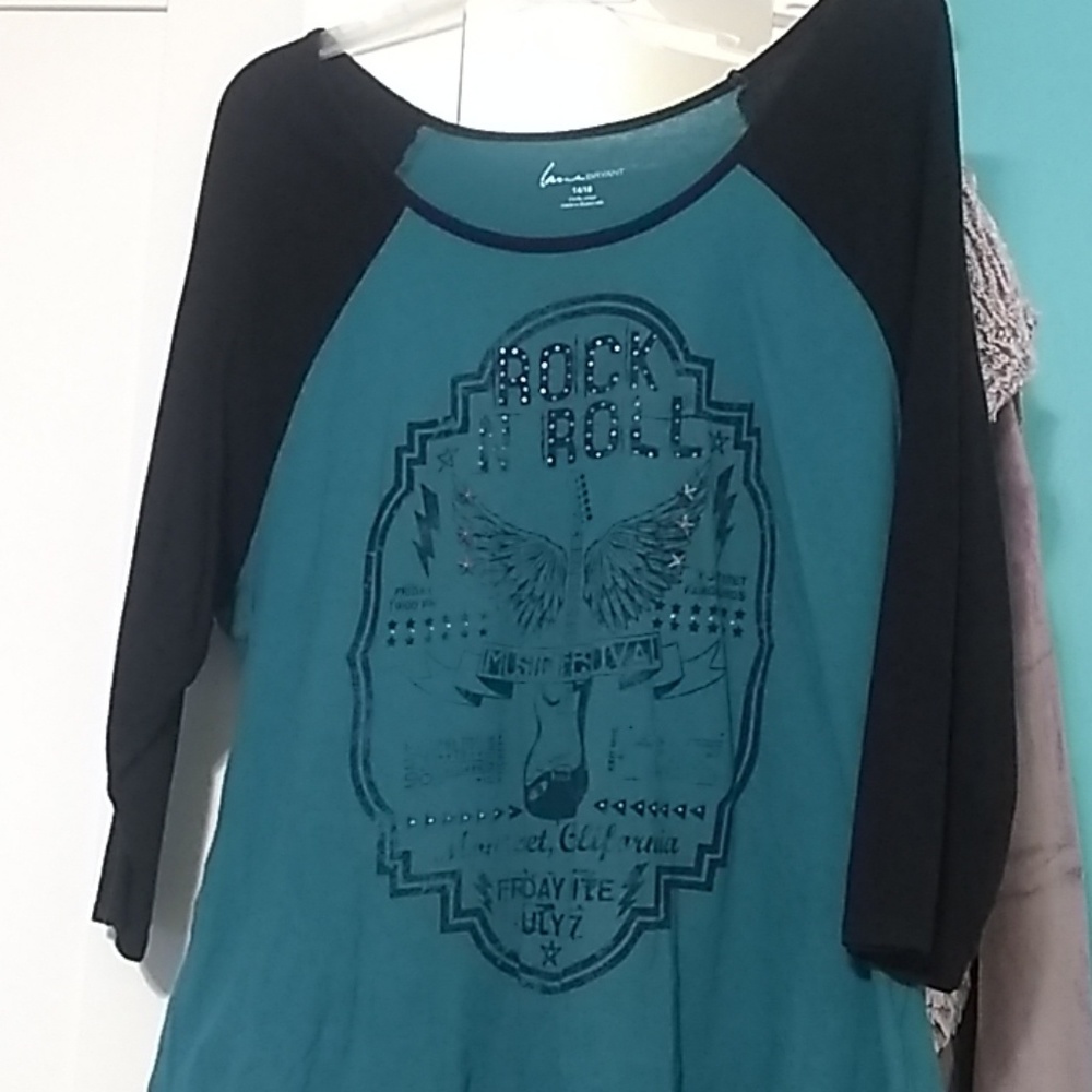 Rock and roll 3/4 sleeve tee